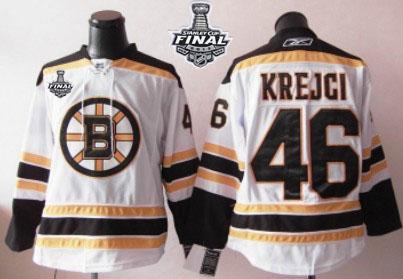 Bruins Stanley Cup Finals Patch #46 David Krejci White Stitched Jersey