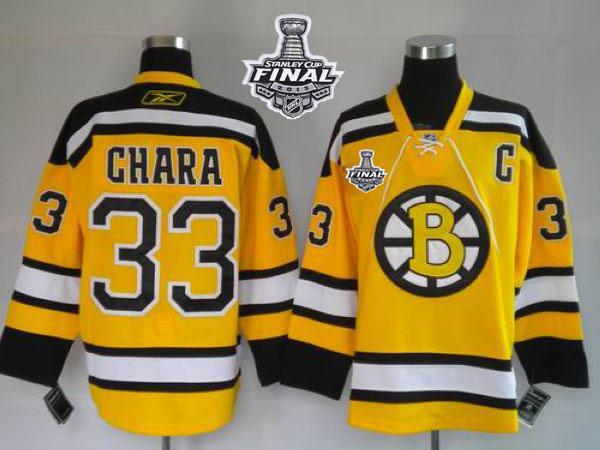 Bruins Stanley Cup Finals Patch #33 Zdeno Chara Stitched Winter Classic Yellow Jersey