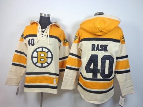 Bruins #40 Tuukka Rask Cream Sawyer Hooded Sweatshirt Stitched Jersey