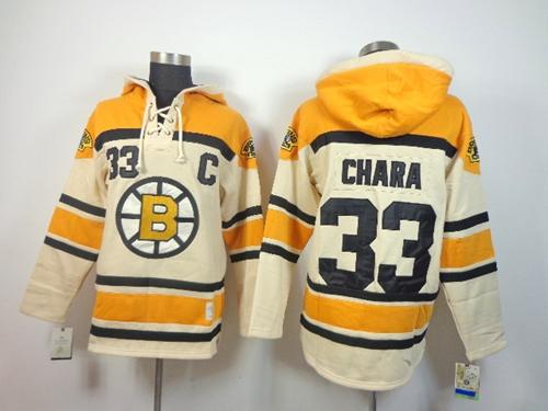 Bruins #33 Zdeno Chara Cream Sawyer Hooded Sweatshirt Stitched Jersey
