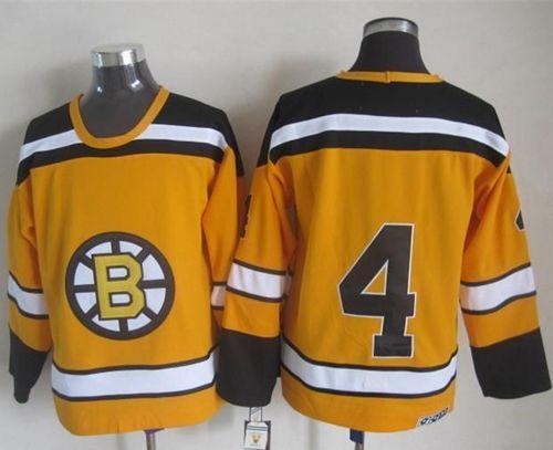 Bruins #4 Bobby Orr Yellow CCM Throwback Stitched Jersey