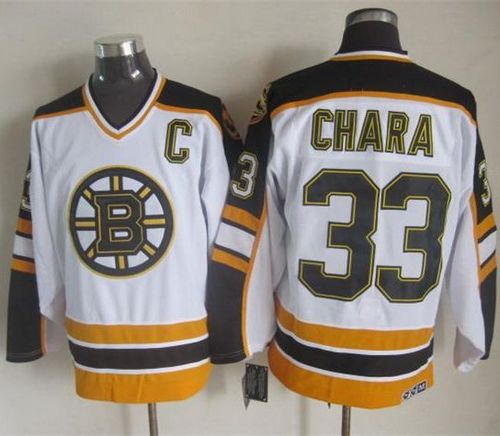 Bruins #33 Zdeno Chara White Black CCM Throwback Stitched Jersey