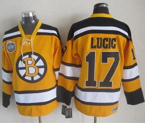 Bruins #17 Milan Lucic Yellow Winter Classic CCM Throwback Stitched Jersey