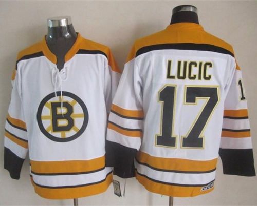 Bruins #17 Milan Lucic White CCM Throwback Stitched Jersey