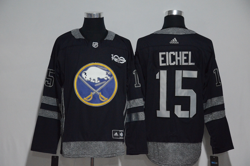 Buffalo Sabres #15 Jack Eichel Black 1917-2017 100th Anniversary Stitched Jersey