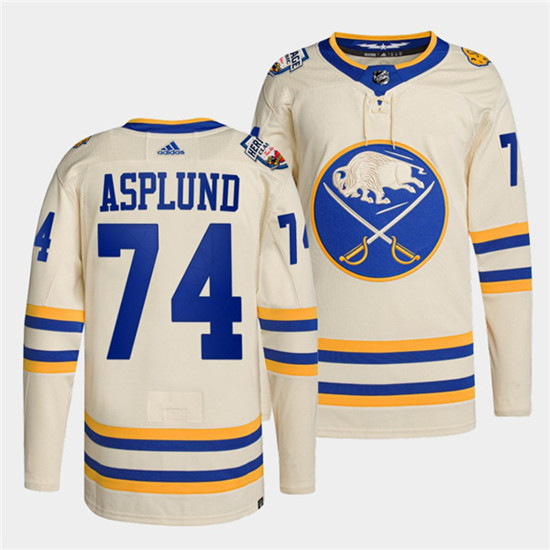 Buffalo Sabres #74 Rasmus Asplund 2022 Cream Heritage Classic Stitched Jersey