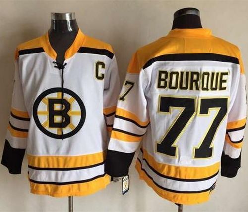 CCM Throwback Bruins #77 Ray Bourque White Stitched Jersey