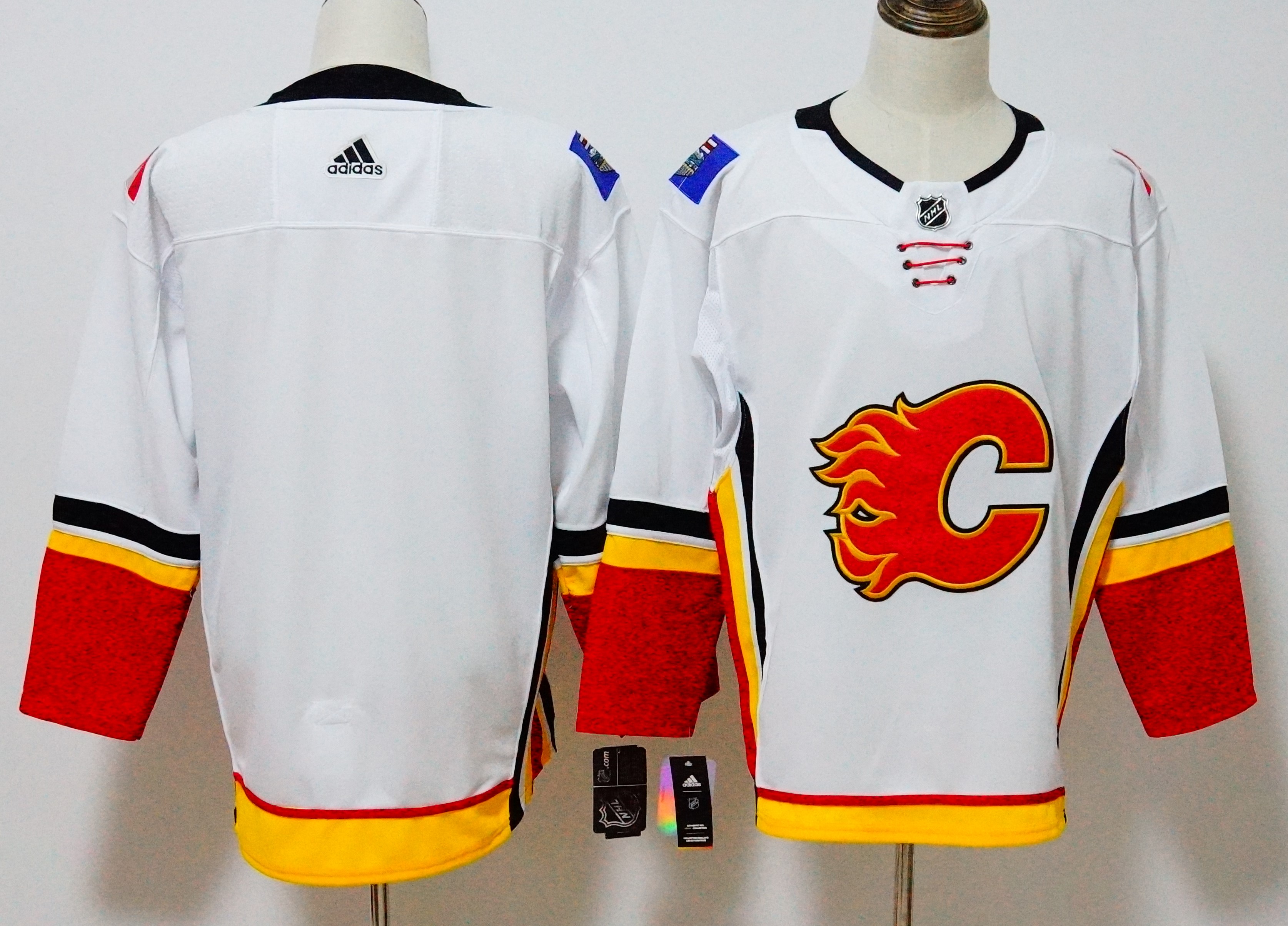 Calgary Flames White Stitched Adidas Jersey