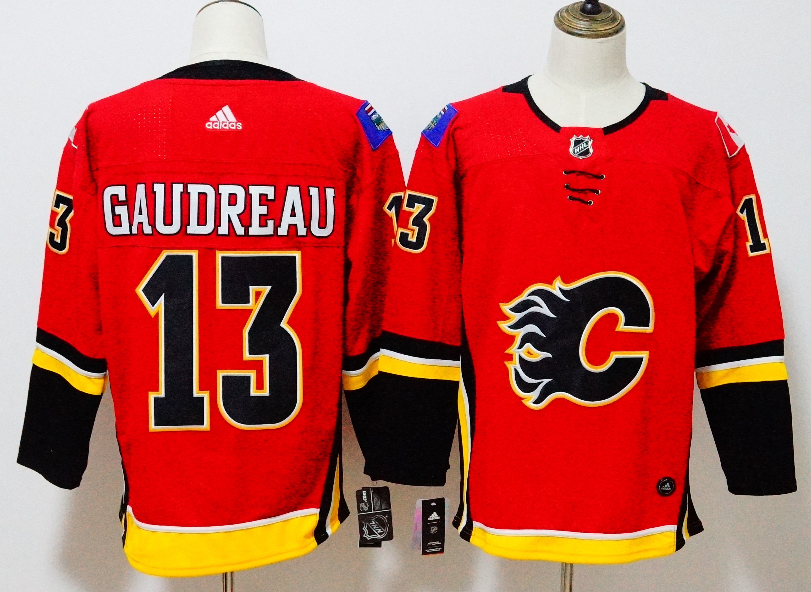 Calgary Flames #13 Johnny Gaudreau Red Stitched Adidas Jersey
