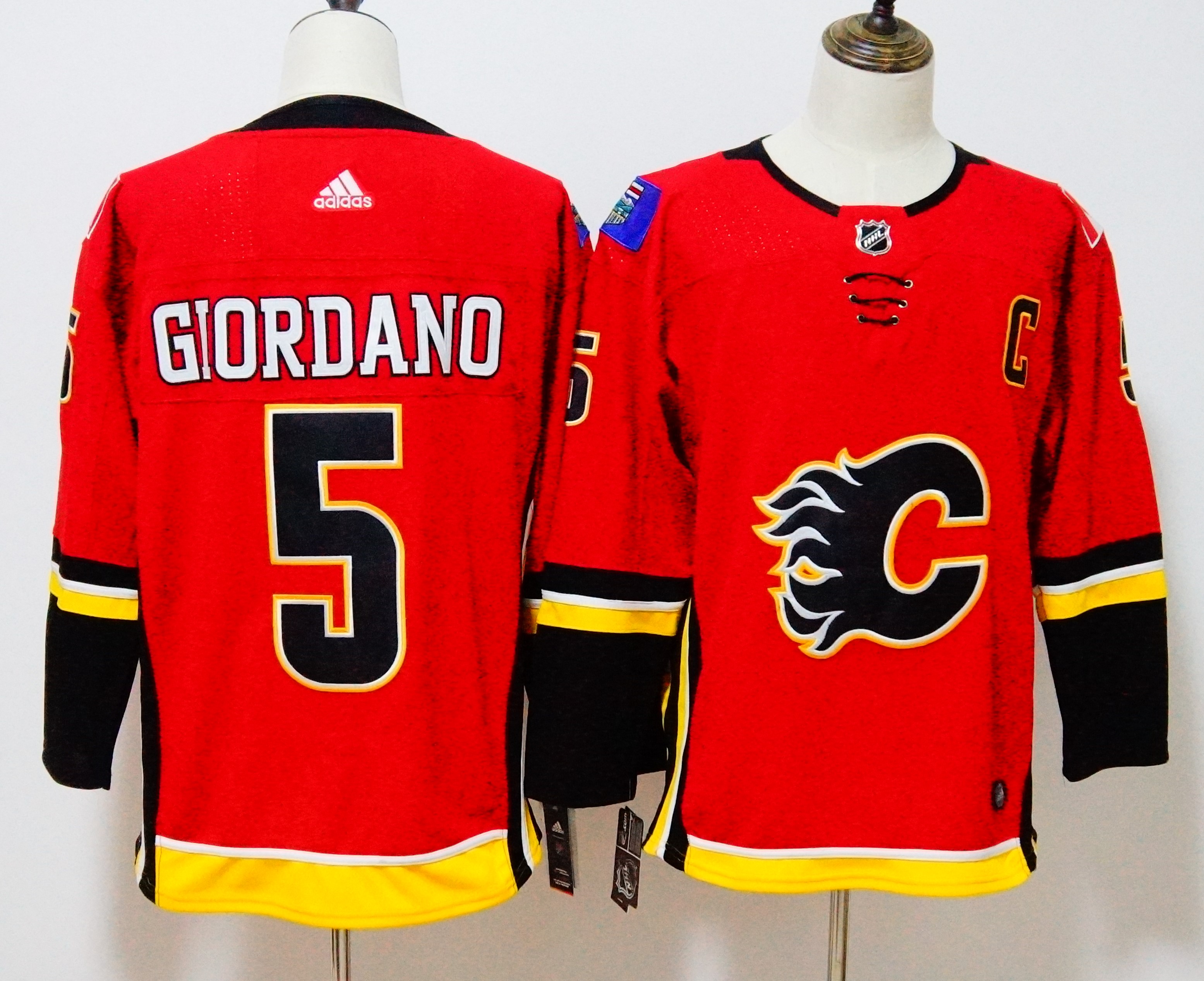 Calgary Flames #5 Mark Giordano Red Stitched Adidas Jersey