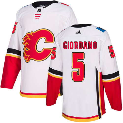 Calgary Flames #5 Mark Giordano White Away Stitched Jersey