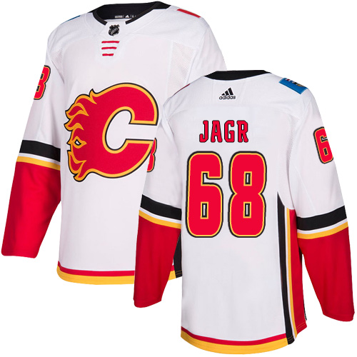 Calgary Flames #68 Jaromir Jagr White Away Stitched Jersey