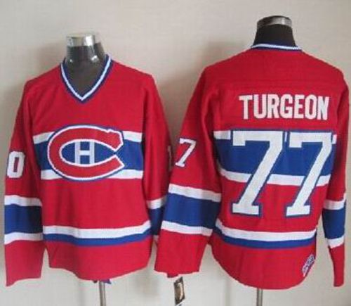 Canadiens #77 Pierre Turgeon Red CCM Throwback Stitched Jersey