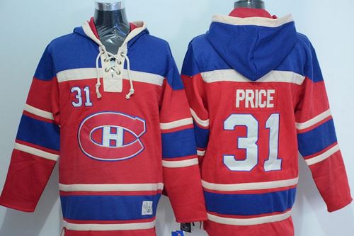 Canadiens #31 Carey Price Red Sawyer Hooded Sweatshirt Stitched Jersey