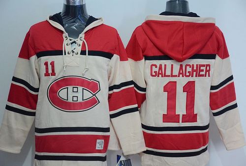 Canadiens #11 Brendan Gallagher Cream Sawyer Hooded Sweatshirt Stitched Jersey