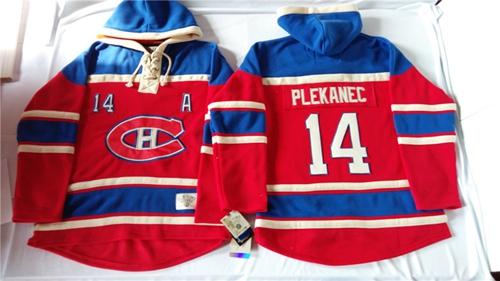 Canadiens #14 Tomas Plekanec Red Sawyer Hooded Sweatshirt Stitched Jersey