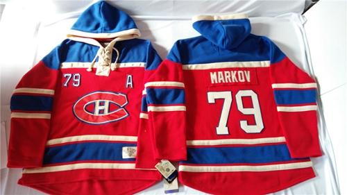 Canadiens #79 Andrei Markov Red Sawyer Hooded Sweatshirt Stitched Jersey