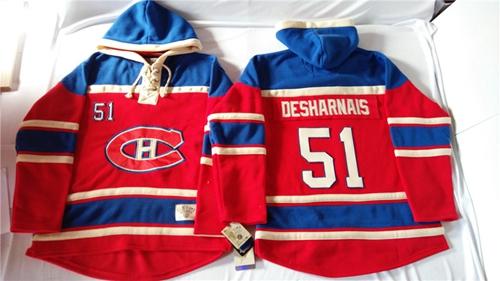 Canadiens #51 David Desharnais Red Sawyer Hooded Sweatshirt Stitched Jersey