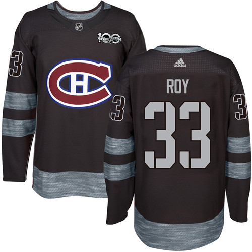 Canadiens #33 Patrick Roy Black 1917-2017 100th Anniversary Stitched Jersey