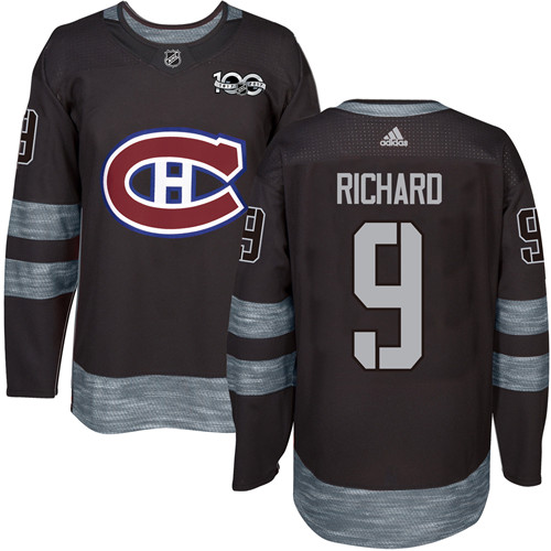 Canadiens #9 Maurice Richard Black 1917-2017 100th Anniversary Stitched Jersey