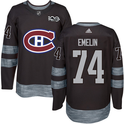 Canadiens #74 Alexei Emelin Black 1917-2017 100th Anniversary Stitched Jersey