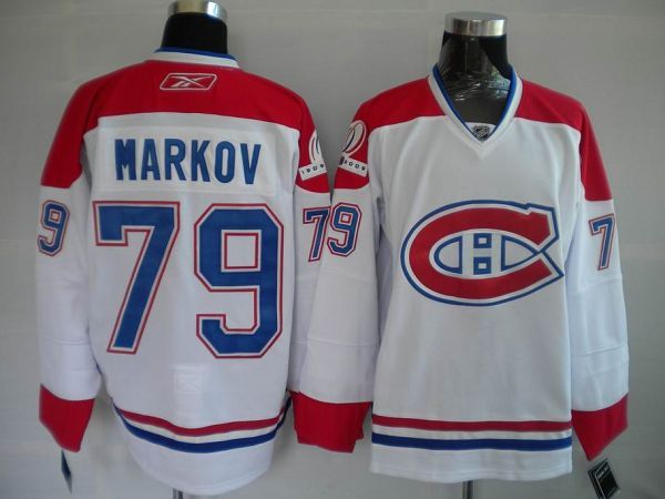 Canadiens #79 Andrei Markov Stitched White Jersey