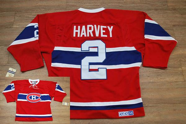 Canadiens #2 Doug Harvey Stitched Red CH CCM Throwback Jersey