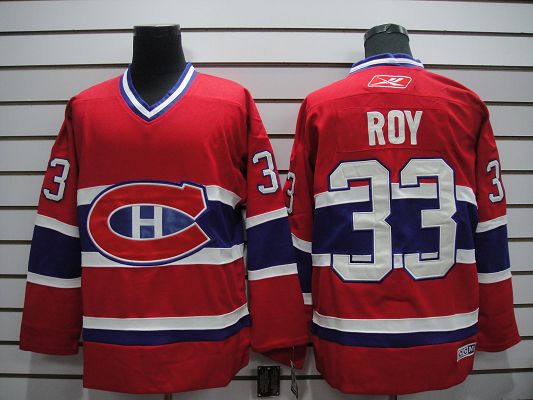Canadiens #33 Patrick Roy Stitched Red CH Jersey
