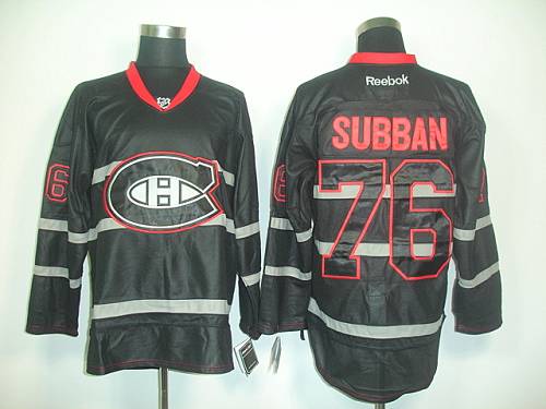 Canadiens #76 PK Subban Black Ice Stitched Jersey