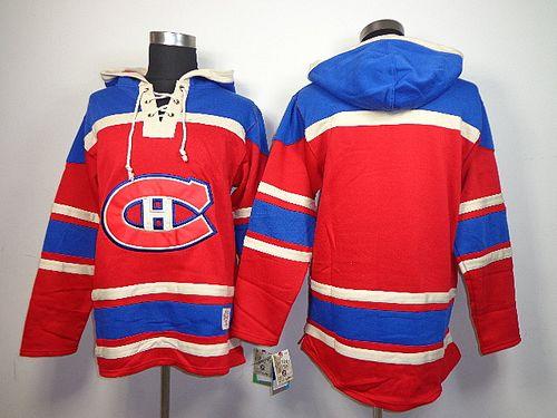Canadiens Blank Red Sawyer Hooded Sweatshirt Stitched Jersey