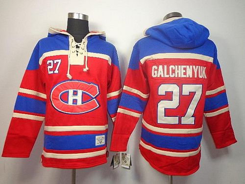 Canadiens #27 Alex Galchenyuk Red Sawyer Hooded Sweatshirt Stitched Jersey