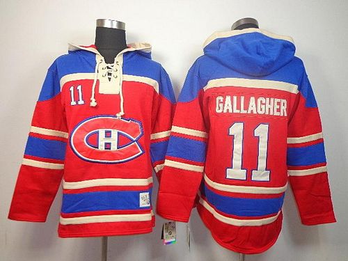 Canadiens #11 Brendan Gallagher Red Sawyer Hooded Sweatshirt Stitched Jersey