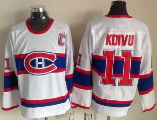 Canadiens #11 Saku Koivu White CCM Throwback Stitched Jersey