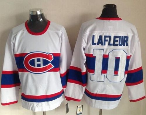 Canadiens #10 Guy Lafleur White CCM Throwback Stitched Jersey