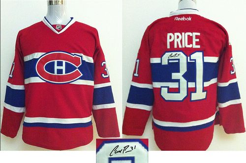 Canadiens #31 Carey Price Red Autographed Stitched Jersey