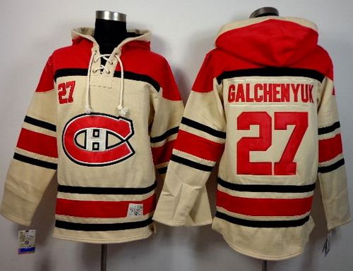 Canadiens #27 Alex Galchenyuk Cream Sawyer Hooded Sweatshirt Stitched Jersey