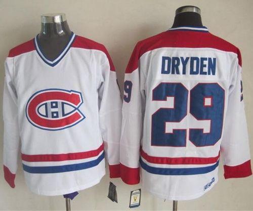 Canadiens #29 Ken Dryden White CH-CCM Throwback Stitched Jersey