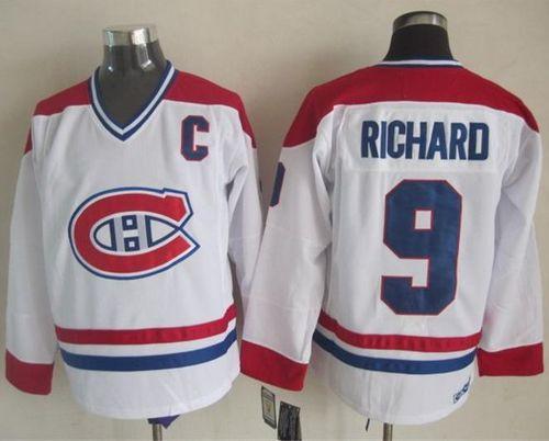Canadiens #9 Maurice Richard White CH-CCM Throwback Stitched Jersey