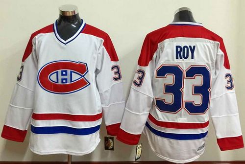 Canadiens #33 Patrick Roy White Stitched Jersey