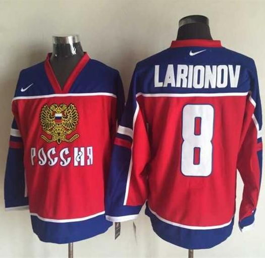 Canucks #8 Igor Larionov Red Blue Nike Stitched Jersey