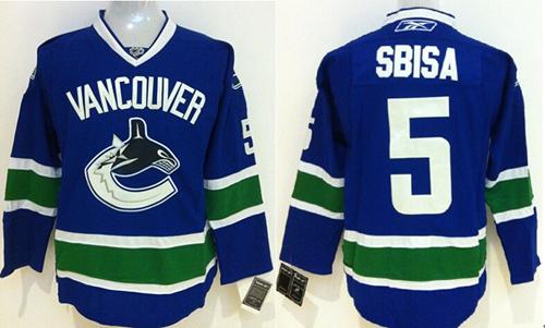Canucks #5 Luca Sbisa Blue Stitched Jersey