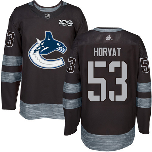 Canucks #53 Bo Horvat Black 1917-2017 100th Anniversary Stitched Jersey