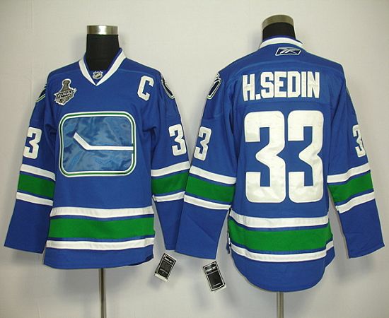 Canucks 2011 Stanley Cup Finals #33 Henrik Sedin Blue Third Stitched Jersey