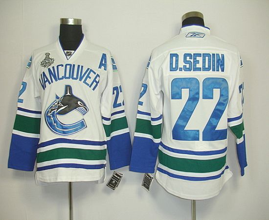 Canucks 2011 Stanley Cup Finals #22 D.Sedin White Stitched Jersey