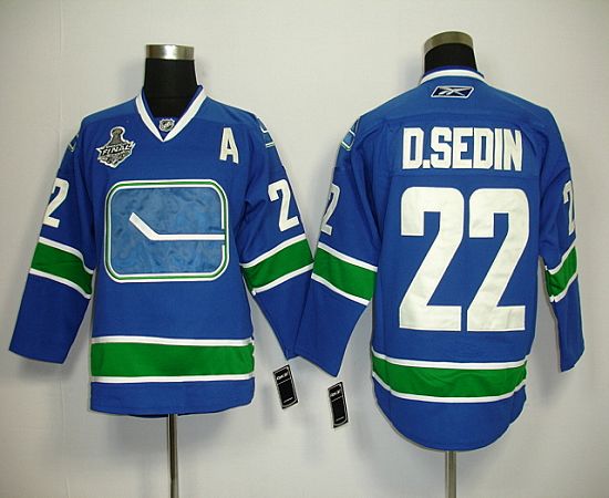 Canucks 2011 Stanley Cup Finals #22 D.Sedin Blue Third Stitched Jersey