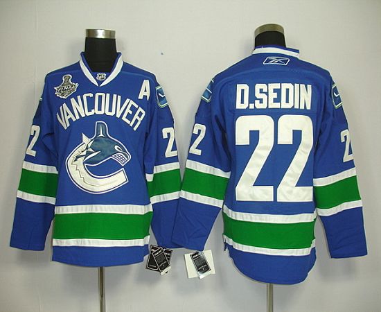Canucks 2011 Stanley Cup Finals #22 D.Sedin Blue Stitched Jersey