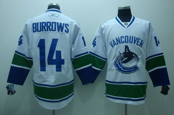 Canucks #14 Alexandre Burrows Stitched White Jersey