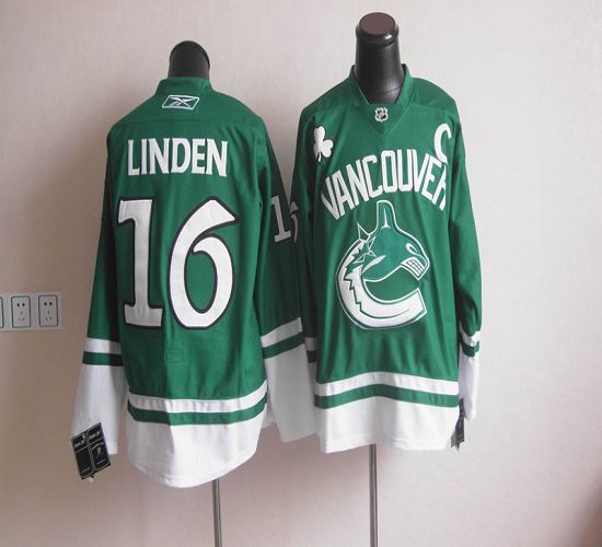 Canucks St Patty's Day #16 Trevor Linden Green Stitched Jersey
