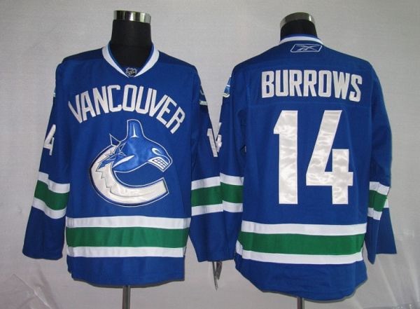 Canucks #14 Alexandre Burrows Stitched Blue Jersey