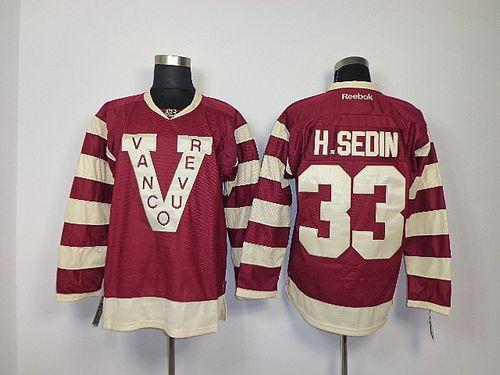 Canucks #33 Henrik Sedin Red Stitched Jersey